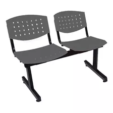 Silla Tandem 2 Asientos Salas De Espera Plastico Reforzado Color De La Estructura Negro Color De Los Asientos Gris Oscuro