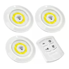 Kit 3 Lampada Luminaria Led Spot S/ Fio Controle Remoto