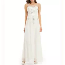 Vestido Bordado Noiva Civil Longo Bege Branco Ref 2h