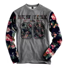 Blusa Moletom Flanelado Floral New York 86 Casaco Tumblr #1