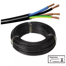 Fio Cabo Flexível Pp 4x0,5mm Sil Rolo 100 Metros 500v 4 Vias Cor Da Cobertura Preto