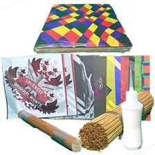 Kit Fabrica 100 Unidades 30*30 Pipas Seda+varetas+cola