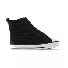 Tênis Infantil Cano Alto Botinha Tipo All Star Preto Gliter