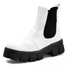 Bota Feminina Coturno Elastico Tratorado Branco Dubuy