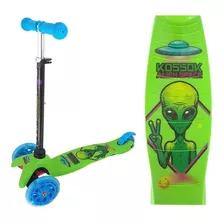 Monopatín Kossok Fun Scooter 3 Ruedas Silicona Led Infantil Color Verde