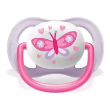 Chupeta Avent Ultra Air 0-6 Meses Menina Borboleta Rosa