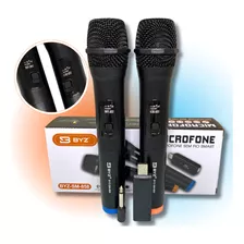 Microfones Sem Fio Profissional Recarregável Karaoke Duplo Cor Preto