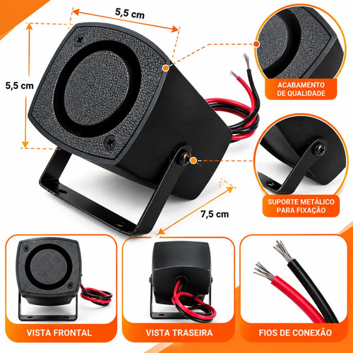 Mini Sirene De Sinalização Ré Universal 12v - 24v Bivolt — foto 2