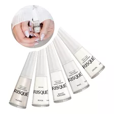 Kit 5 Esmaltes Tons De Branco Francesinha Risque Atacado