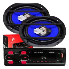 Kit Radio Fm Mp3 Pen Drive Sd Aux + Par Falante 6x9 55w