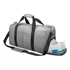 Maleta Deportiva Gym Viaje Mochila Fitness Moda Color Gris Con Negro