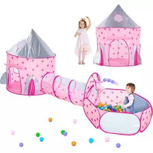 Carpa Casita Tienda 3 En 1 Para Niños De Juego Túnel Rosa