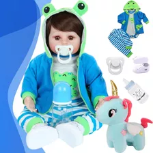 Bebê Reborn Menino Silicone Com Unicórnio New Happy