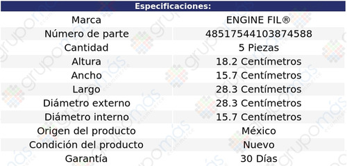 5 Filtros De Aire Engine Fil Hummer H2 V8 6.0l 2003 A 2005 Foto 2