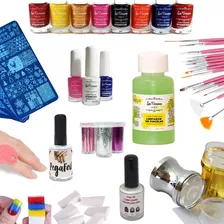 Kit Sello Stamping Pinceles Peel Off Decoracion Placa Uñas