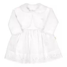 Vestido Bebê Paraiso Organza Com Bolero De Pelo Branco