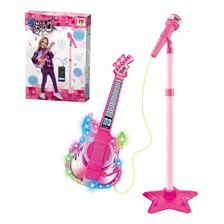 Microfone Com Pedestal E Guitarra Infantil Rock Show Dm Toys
