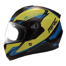 Casco Para Moto Integral Mac Helmets M67 Bass Azul Y Amarillo Y Negro Talle S 