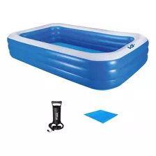 Piscina Inflável Retangular Azul 540 Litros Bomba Forro Vg+