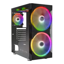 Gabinete Gamer Evus Rgb Argb G-20 Superflow C/ 5 Coolers Cor Preto