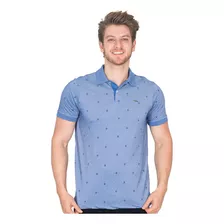 Camisa Polo Piquet Masculina Estampa Mini Coqueiros Casual