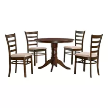 Comedor Redondo Elegante De 4 Sillas Bossa Ultra De Madera 