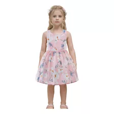 Vestido Con Sombrero Y Lazo Para Niña De 1-5 Años, 2 Colores