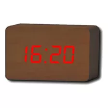 Reloj De Mesa Despertador Digital Mas Accesorios Reloj Digital Madera Color Café/rojo 