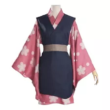 Juego De Kimono, Peluca Y Máscara De Para Cosplay De