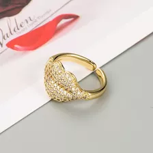 Anillo Dorado De Beso Incrustaciones Oro Y Circón