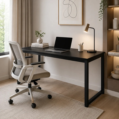 Mesa Industrial 150cm Para Home Office Com Estrutura Aço Preto