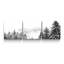 Quadro Decorativo Paisagem Inverno Neve Pinheiro Sala Quarto