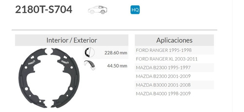 Balata Trasera De Tambor Ford Ranger Xl 03-11 Foto 2