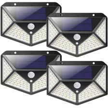 Pack X4 Led Solar Sensor Movimiento Luz Exterior 100 Led