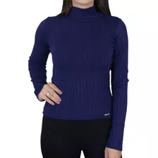 Blusa Feminina Ana Gonçalves Tricot Azul Marinho - A4860