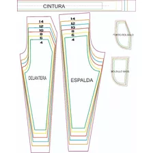 Molde Vectorizado Pantalon Chupin C/cintura P/imprimir Niño