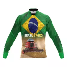 Camiseta Brasil Agro Colheitadeira E Trator Case Uv50 Ag05