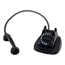 1/12 Casa De Bonecas Retro Rotativo Telefone Modelo Preto