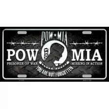 Placa De Matrícula Metálica De Novedad Pow Mia