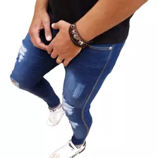Calça Jeans Masculina Super Skinny Manchada Rasgada Premium!