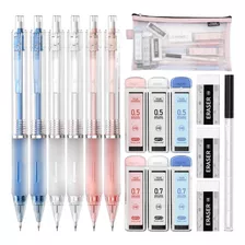 Mechanical Pencil Set With Case, 6pcs Aesthetic Mechani...