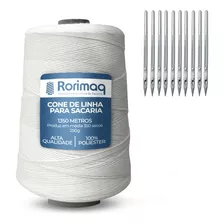 Kit 40 Linhas Fio P/ Máquina De Costurar Saco + 10 Agulhas