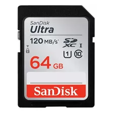 Cartão De Memória Sandisk Ultra 64gb 120mb/s Full Hd Sdxc Uhs-l Sdsdun4-064g-gn6in