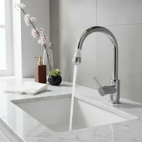 Cortachorro Aereador Monocomando Canilla Cocina Aquaflex Blanco Cepillado