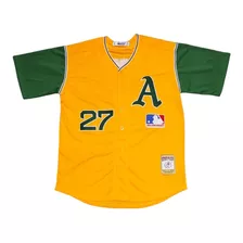Camiseta Casaca Baseball Mlb Oakland Athletics 27 Hunter