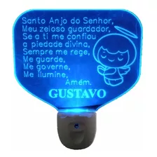 Luminária Automática Oração Santo Anjo Personalizada