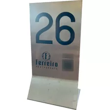 50 Placa Prisma De Mesa Numerada Em Metal 15x7