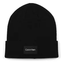 Calvin Klein Gorro Tejido Con Parche Hombre, Negro