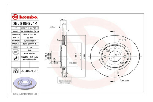 Disco Delantero Peugeot 301 Access 2013-2014-2015 Brembo Foto 2