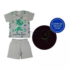 Kit 2 Pijamas Infantil Masculino Estampa Brilha No Escuro